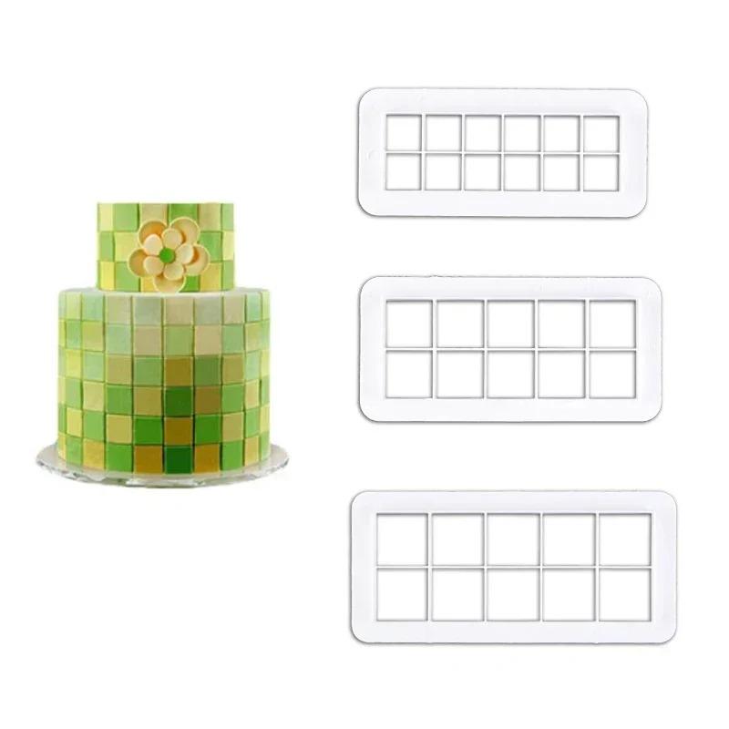 3PCS/Set Square Geometric Cutters Fondant Cookie Cake Mold Cutters Chocolate Molds Cake Decorating Cake Baking Tools Bakeware