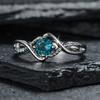 Wish wavy blue diamond zircon ring light luxury niche personality fashion women's index finger ring
