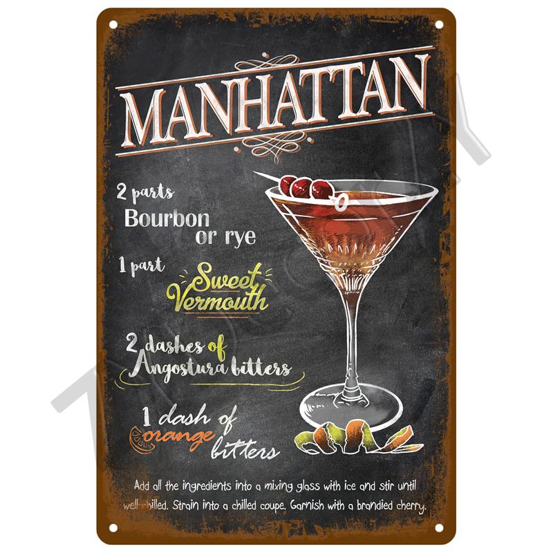 Vintage Posters Cocktail Tin Sign Plaque Metal Sign Plate Decoration Wall Art Home Decor For Bar Pub Club Man Cave Iron Painting