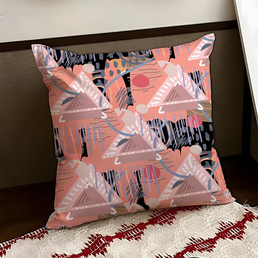 Colorful Patchwork Pattern Cushion Cover Reversible Soft Durable Pillow Cover Home Car MultiScene Use for Daily Comfort