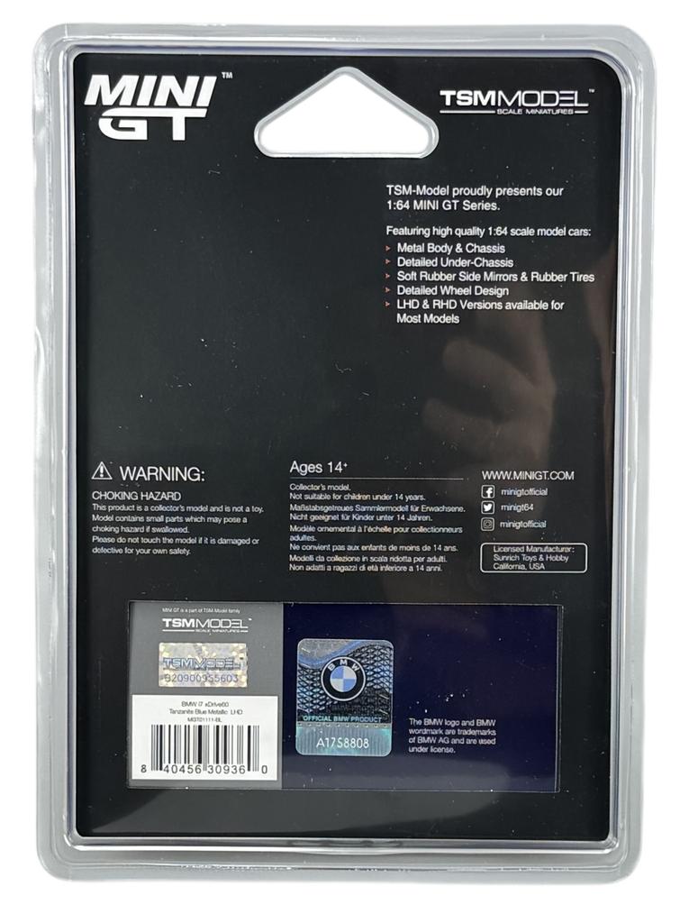 MINI GT 2022 BMW i7 xDRIVE60 BLUE #1111 1:64 MGT01111-BL (BLISTER)