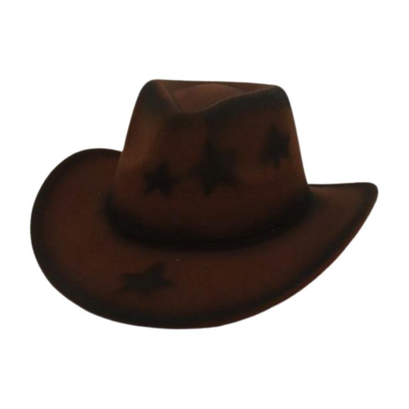 

GEMVIE Western Star Printed Cowboy Hat for Women Men Wide Brim Outdoor Felt Fedora Hats Cowgirl Hats 56-58cm кавовий