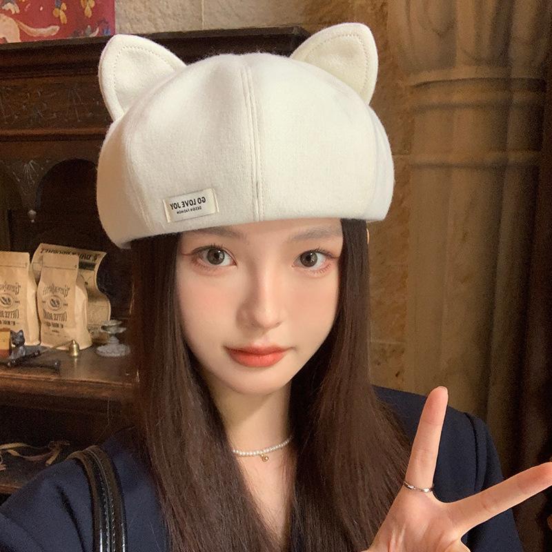 Beret Hat for Women In Spring and Autumn New Korean Style Casual Versatile Pumpkin Hat Showing Face Small Melon Leather Hat Men's Trendy