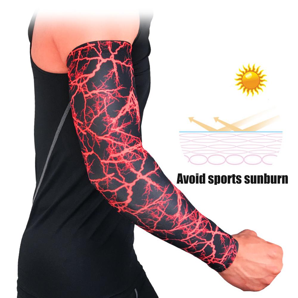 1Pcs Sports Arm Sleeve Compression Sleeves Golf Elbow Brace UV Protection Tattoo Cover for Running Cycling Basketball Football