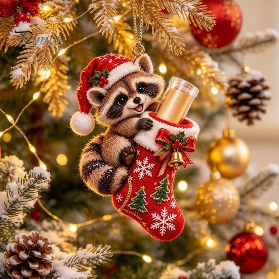 Gift Idea for Grandchildren Christmas Cute Animal Cash Ornament, 2D Flat Squirrel Fox Rabbit Dog Raccoon Teenagers Money Holder Acrylic Xmas