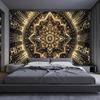Luxury Golden Mandala Tapestry Wall Hanging Bohemian Decor Chic Geometric Art Mural Spiritual Accent Backdrop for Living Room