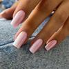Aurora Pink Square Nail Art Stickers: Reusable & Wearable False Nail Tips