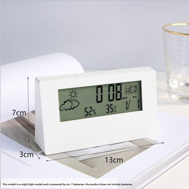 Transparent Alarm Clock with Adjustable Night Light - LCD Weather Display and Smart Calendar Feature with Sunrise Theme Design
