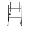 BEISHI Mobile Rolling TV Stand with Wood Shelf, Easy-to-Assemble Roller TV Cart for 32-90 Inches TVs for Living Room Outdoor