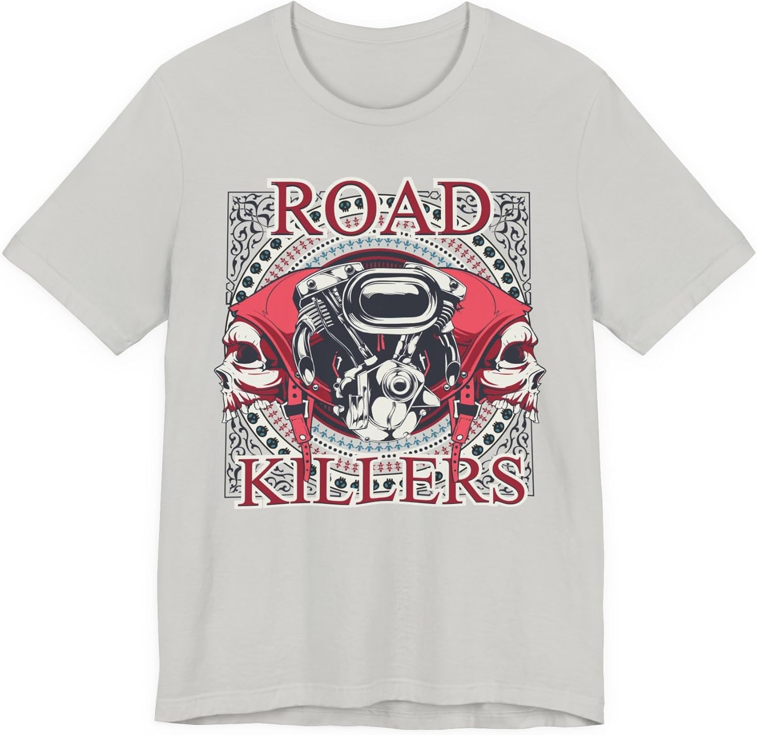 Dark Road Motorcycle Helmet Skull Tee Biker Graphic t-Shirt G-1 S
