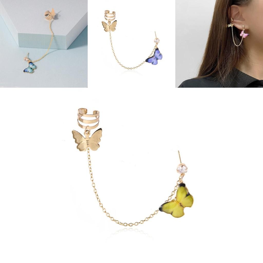 Statement Butterfly Chain Earrings Fashionable With Urban Street Style