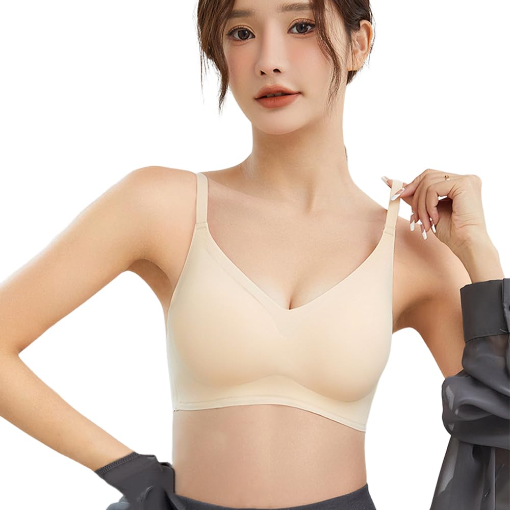 FEISEDY Night Jelly Wireless No Day and Night A8113 Bra, Ultra-Soft Fabric, Bra, Comfortable, Breathable, Seamless, Constriction, Anti-Sagging,