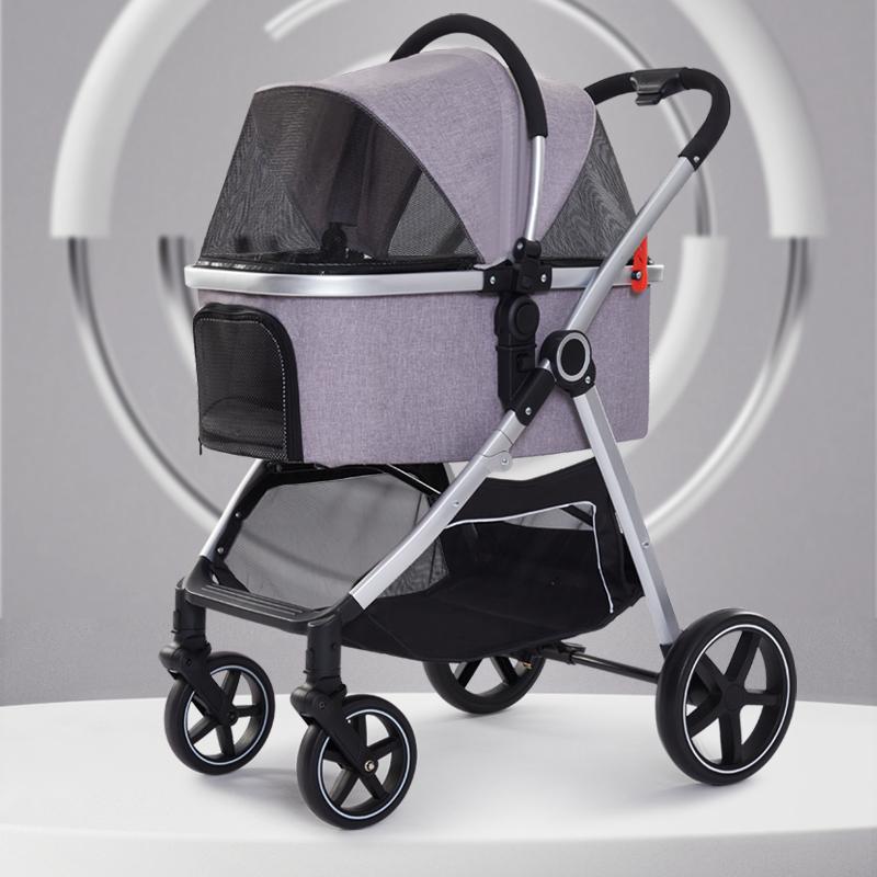 Hot New Design Easy Fold Portable Removable Basket Pet Dog Stroller  for Dog Cat Travel Pet Trolley Carrier