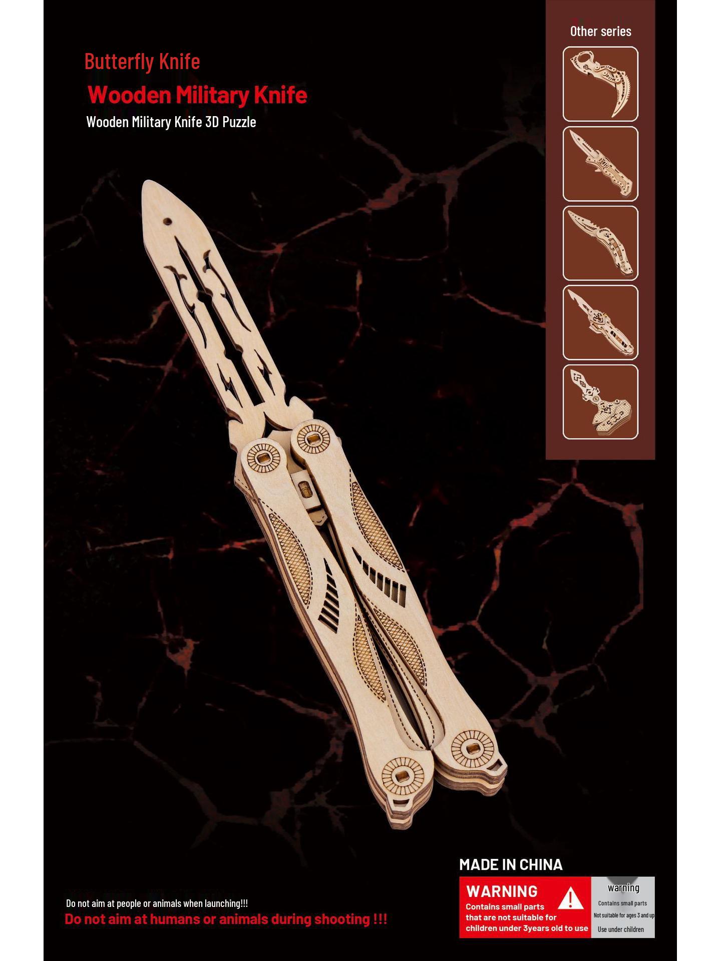 

3D Деревянный Сборный Пазл: Игрушка нож-бабочка кастет