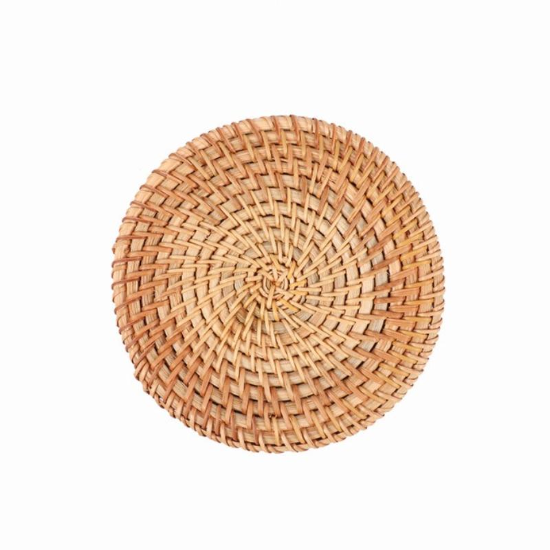 Gewebtes Rattan Teeuntersetzer Rund Naturrattan Tassenuntersetzer Handgewebt Hitzebeständige Tischsets Tischunterlage Küche