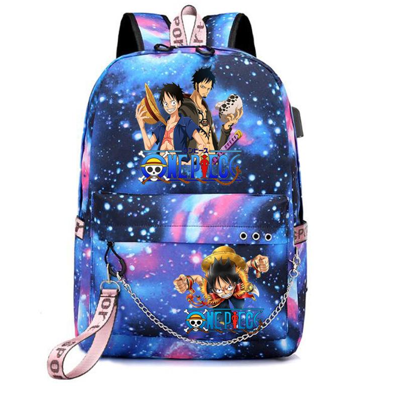One Piece Print USB School Bag for Primary and Secondary School Students Men and Women Webbing Backpack