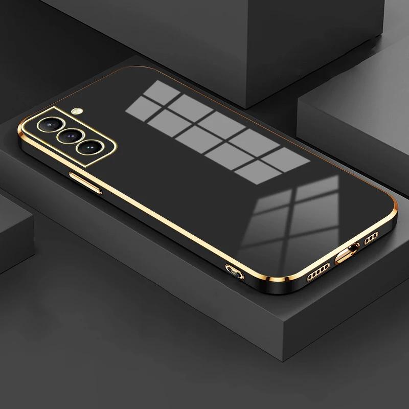 Glossy Plated Phone Case For Samsung Galaxy S23 S22 S21 S20 FE Plus Ultra A14 A24 A34 A54 A04S A13 A32 Silicone Protector Cover