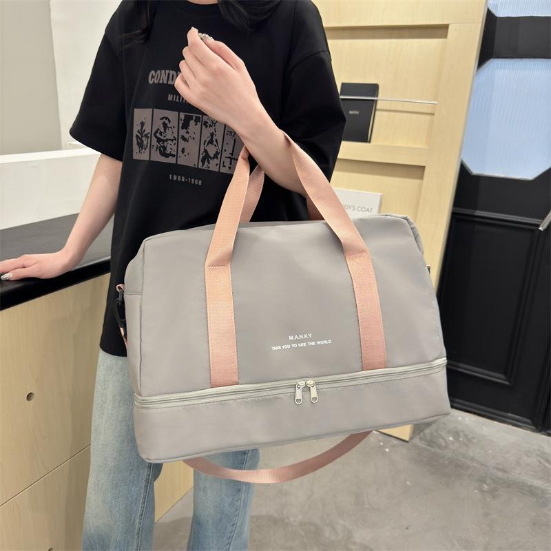 Ladies Large Capacity with Shoe Compartment Simple Casual Portable Travel Bag Dry and Wet Separation Sports Training Fitness Bag
