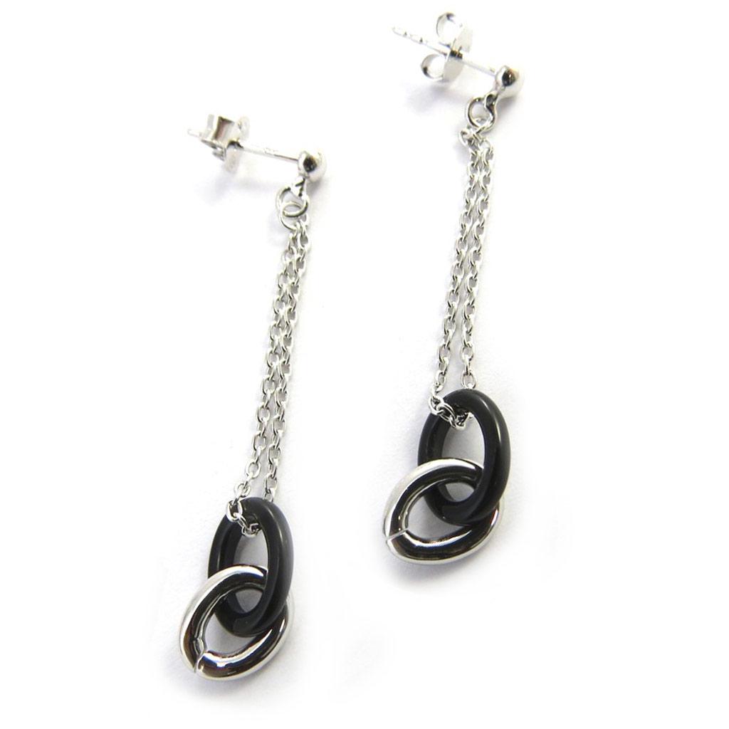 

Les Trésors De Lily [N2997] - Серебряные серьги Хореография из черной керамики