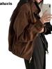 Vintage Faux Suede Jacket Women's Spring/Autumn Fashion Oversized Short Coat Top Trendy