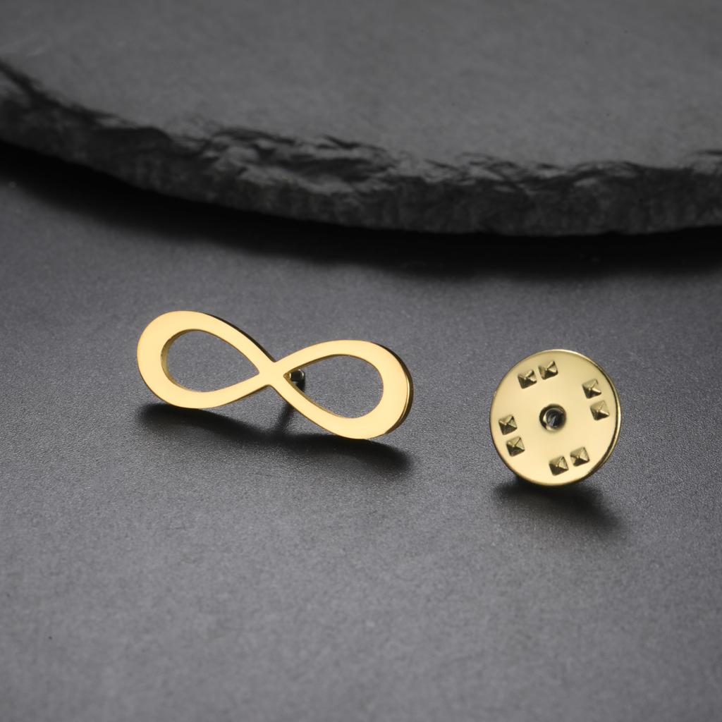 Infinity Symbol Pin Brooch Stainless Steel Gold Minimalist Clothing Lapel Badge Accessories Birthday Gift