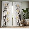 Black Twig Daisy Flower Pattern Curtains Polyester Fabric Suitable Bedroom Living Room Decoration Curtain Made Of Washable Area Ready