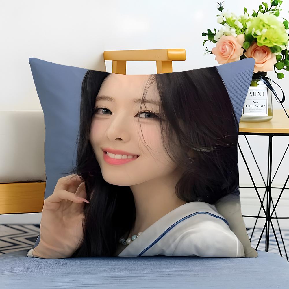 Idol Energetic S-Shin Yu-Na Cushion Cover Washable Linen Pillowcase Soft For Sofa Bed Cozy Home Room Decor