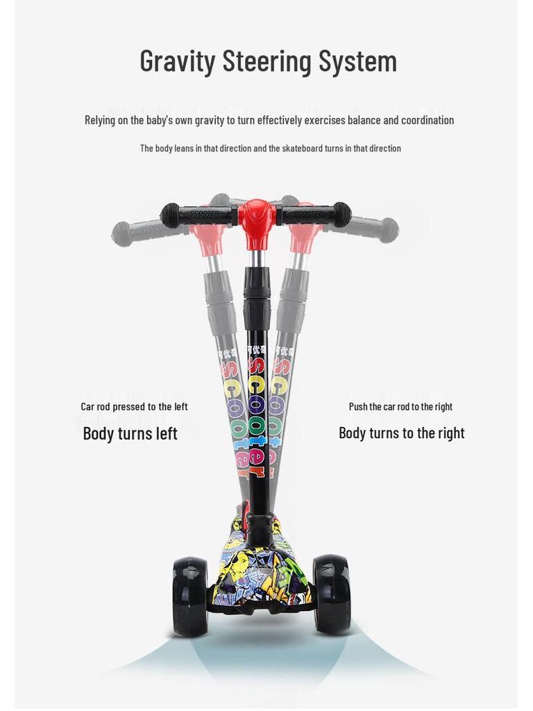 Kinder-Klapproller mit blinkenden Rädern für 2-8 Jahre