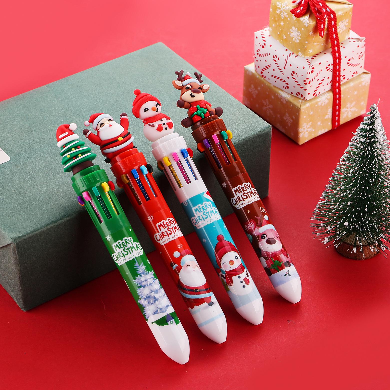 

Christmas Multi-color Cartoon Ballpoint Pen – Ten-color Oil-based Planner Pen Gift for Students Bullet 0.7