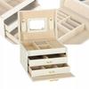 Beige Jewelry Box with Mirror for Girls Gift