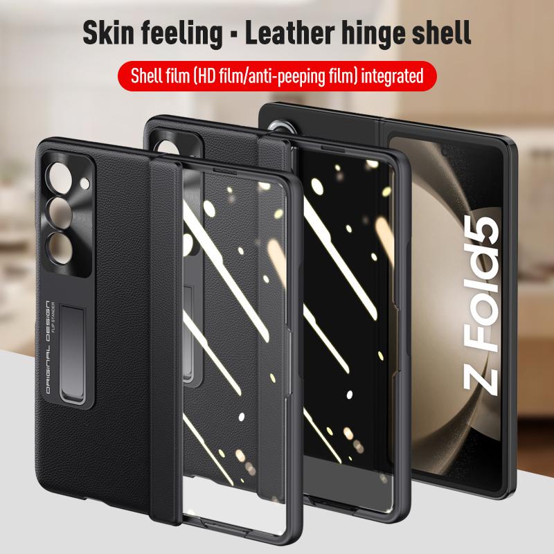 Bracket Case for Samsung Galaxy Z Fold 6 5 4 Fold 5 Front Screen with Film Protection Shockproof Fashion Hinge Skin Feel Cover