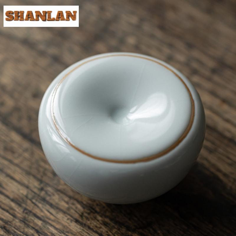 Azure Ru Kiln Porcelain War Drum Teapot Cover Holder Ice Cracked Glaze Cover Frame Zisha Pot Lid Shelf Kung Fu Teaset Ornaments