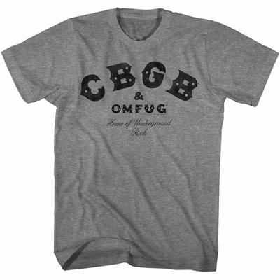 Camiseta Cinza Grafite Mesclado com Logo Cbgb Revisitado