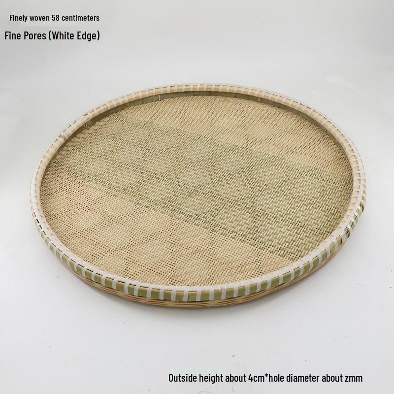 Blue Bamboo Weaving Sieve for Drying Tea, Dried Goods, and Rice - Round Winnowing Basket Tray