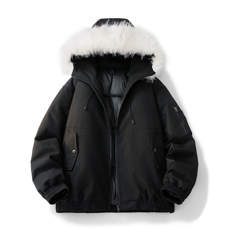 Parker Workwear Cotton Clothing Men and Women Section of The Fall and Winter Hair Collar Cotton Jacket Thickened Couple Models Hooded Cotton Jacket