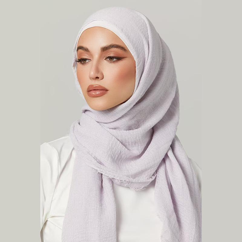Crinkled Rayon Scarf Shawl: Solid Color, Natural Wrinkle, Fringed, Beach Towel, Bride/Bridesmaid/Party Evening Dress Accessory.