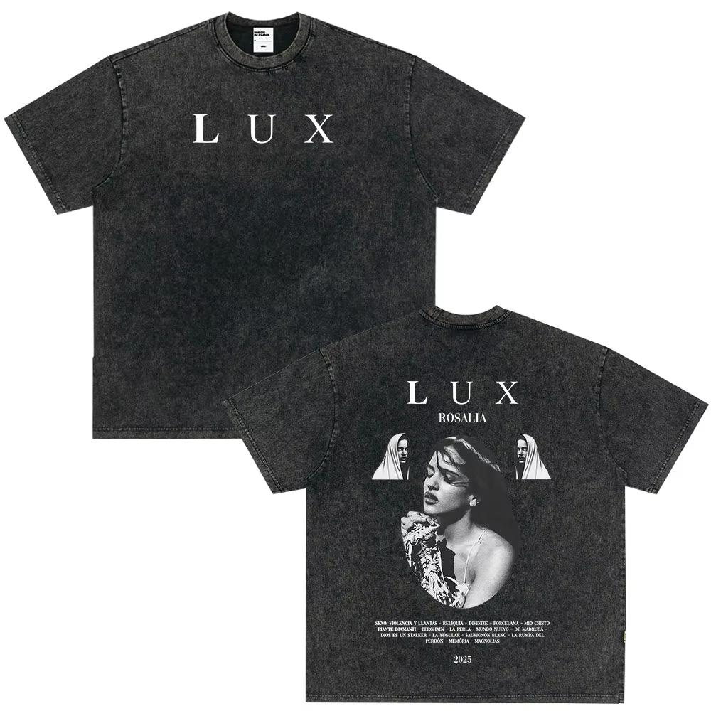 Vintage Gewaschenes Singer Rosala LUX Album Grafik T-Shirt Herren Damen Mode Kleidung T-Shirt Lässig Hiphop Übergroße T-Shirts