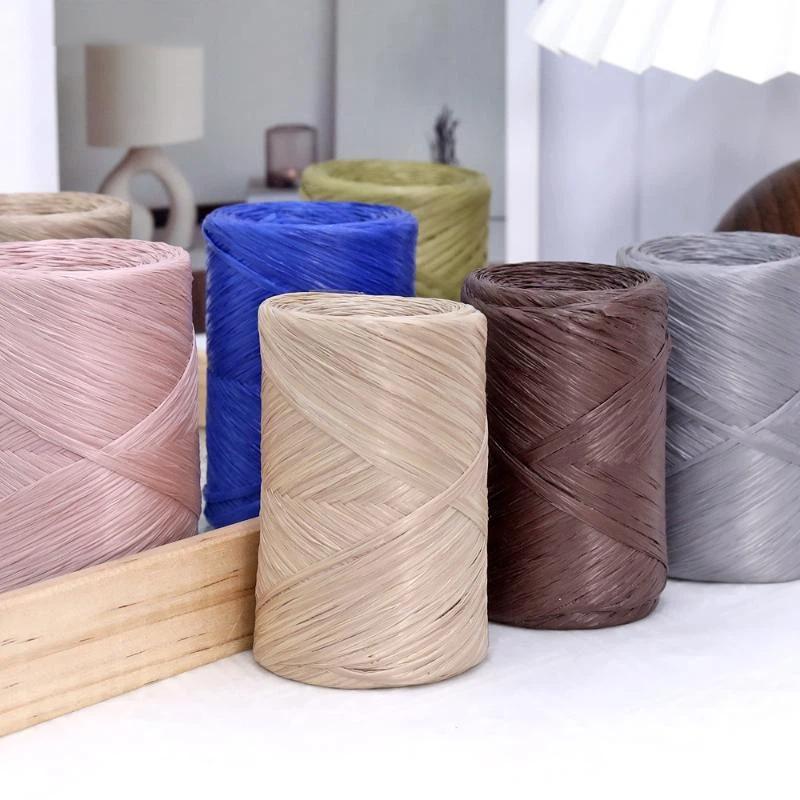 Raffia Straw Yarn 14 Colors 150m Lightweight Knitting Thread for Hand Crochet Beach Hat Travel Craft Projects