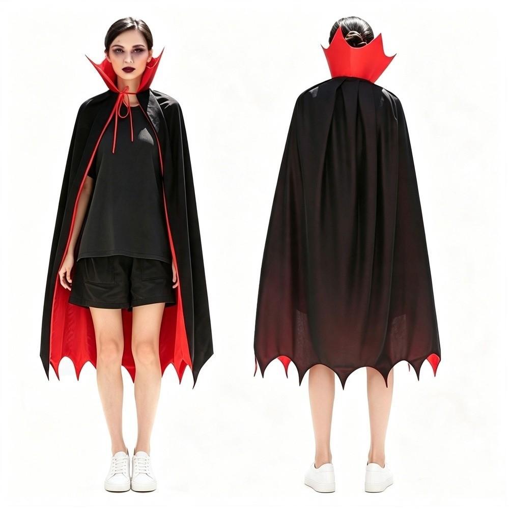 Stand-up Collar Halloween Hooded Cloak Solid Color Witch Cape Carnival Festival