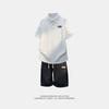 Men's Summer Trendy Loose Jacquard Polo Shirt and Shorts Set