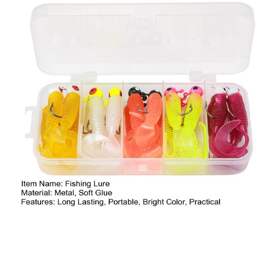 20Pcs Soft Fishing Lure Metal Jig Head Fishing Hooks Realistic Design Bright Color Artificial Bait Worm Lure Fishing Accessories