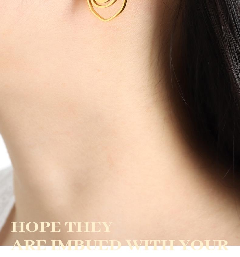 Niche French Geometric Rose Zirconia Hoop Earrings - Colorfast Titanium & Stainless Steel Jewelry for Women