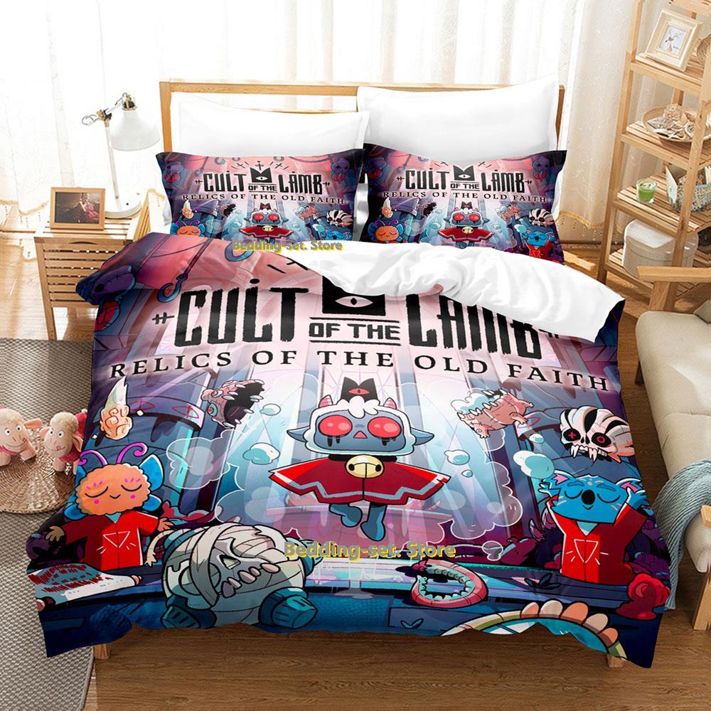 Comforter Cult Of The Lamb Bedding Set Single Twin Full Queen King Size Bed Set Adult Kid Bedroom Duvet Set Print Anime Bed