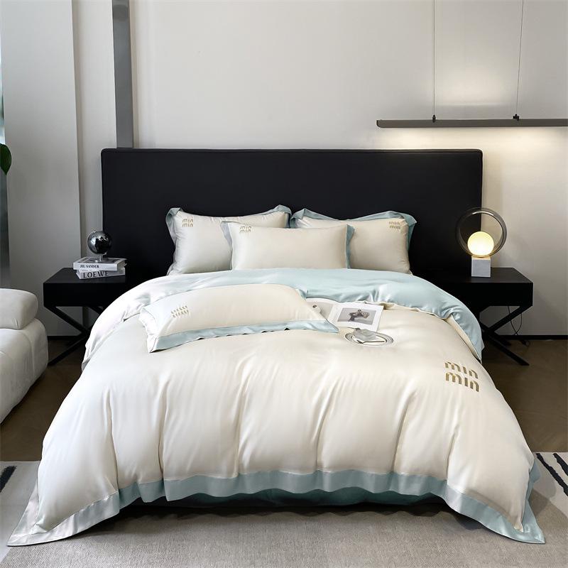 Luksusowy Zestaw Pościeli z Jedwabiu Lodowego - Letni Nude Jedwabisty Wysokiej Klasy Chłodzący Komfort, Dostępna Opcja Prześcieradła z Gumką do Akademika