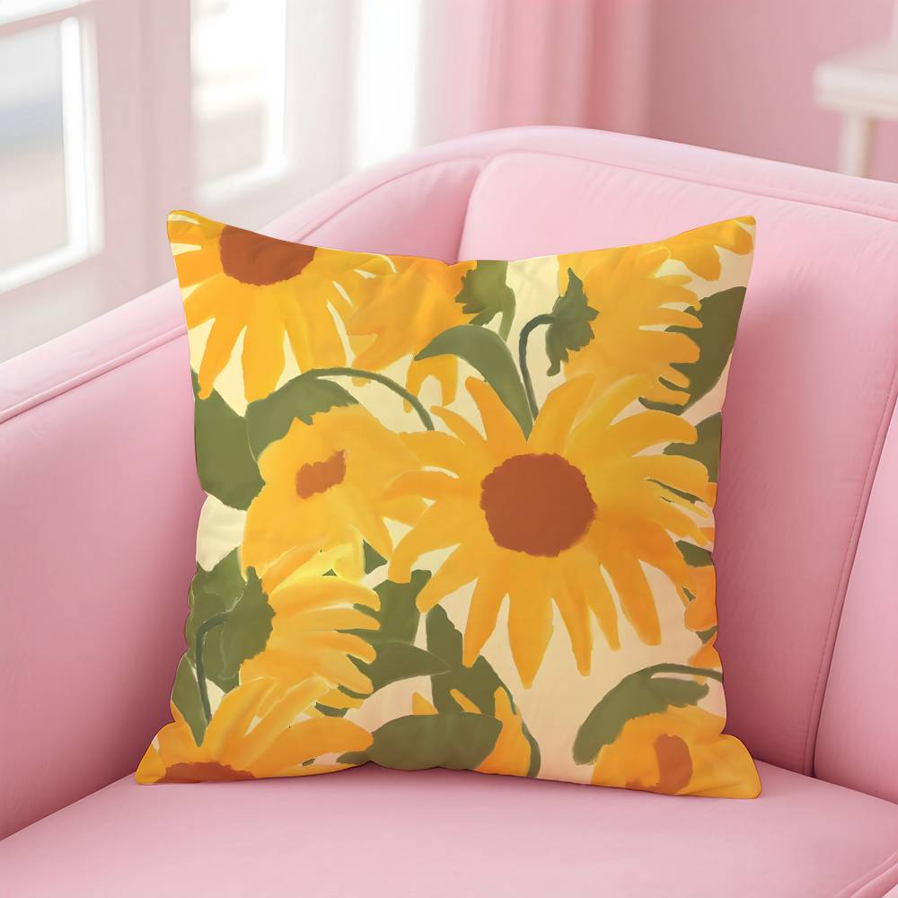 Sunflower Aesthetic Pillow Case Pattern Printing Pillowcase Living Room Sofa Cushion Cover Bedroom Room Decor