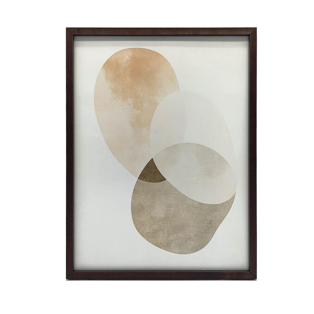 Abstrakcyjne Koła - Minimalistyczna Sztuka Abstrakcyjne Koła - Minimalistyczna Sztuka, 30X40 Cm, Rama Drewniana Ciemny Brąz, Papier Matowy 230 Gsm