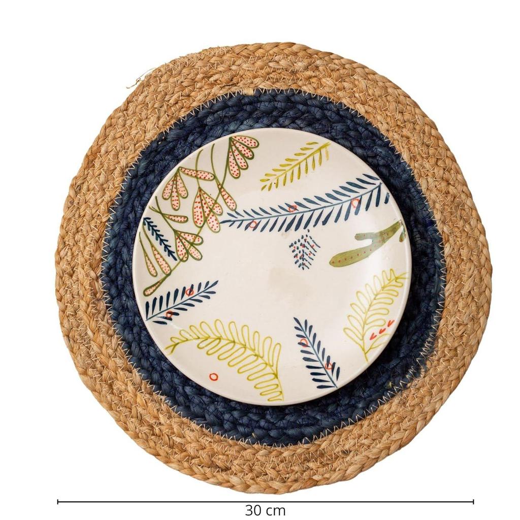 Set of 4 Dining Table Mat 30cm Round Mat - Blue (Solid) | Used As Centre Table Décor placemat/House Warming Gifts for New Home