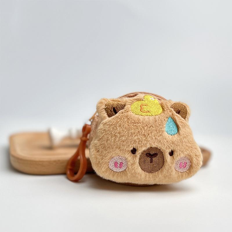 Cartoon Cute Plush Capibala Capybara Coin Purse Keychain Headphone Storage Bag Pendant A5