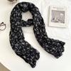 Scarf autumn and winter new floral retro pleated silk scarf neck protection warm scarf twist braid scarf shawl