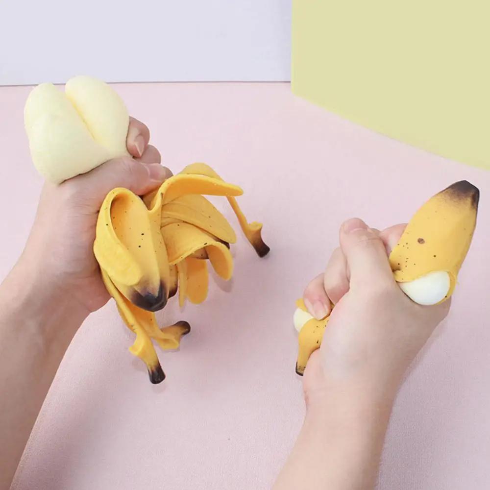 Cute Banana Squishy Stress Ball Fidget Sensory Toy for Anxiety Relief Stretchy Slow Rising Hand Squeeze Toy